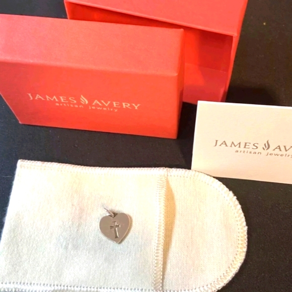JAMES AVERY .925 Silver Cross Within a Heart Charm NIB - Picture 2 of 5